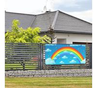 Bannière de bienvenue pour fêtes de fin d'année, nuages arc-en-ciel, gouttes de pluie, bannières murales à suspendre pour photo, photographie, toile de fond avec 4 trous, panneau de porche, bannière