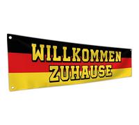 Bannière de bienvenue pour la maison 180 x 40 cm - Guirlande de bienvenue - Décoration de retour - Impression numérique vivante - Polyester 110D - Double couture (drapeau allemand)