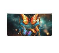 Bannière de bienvenue pour photographie - Attrape-rêves - Papillons - Accessoires photo - Bannière pour clôture, anniversaire, jardin, fête - Décoration murale - 180 x 89 cm