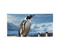 Bannière de bienvenue pour photographie - Bannière de fond avec impression pingouin - Accessoires photo pour clôture, anniversaire, jardin, fête, cadeaux - Décoration murale - 119 x 61 cm