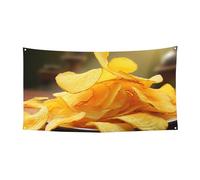 Bannière de bienvenue pour photographie - Bannière de fond - Frites de pommes de terre - Accessoires photo - Bannière pour clôture, anniversaire, jardin, fête - Décoration murale - 177,8 x 88,9 cm