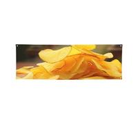 Bannière de bienvenue pour photographie - Bannière de fond - Frites de pommes de terre - Accessoires photo - Bannière pour clôture, anniversaire, jardin, fête - Décoration murale - 180 x 61 cm