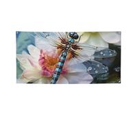 Bannière de bienvenue pour photographie - Bannière de fond libellule lotus - Accessoires photo pour clôture, anniversaire, jardin, fête, cadeaux - Décoration murale - 119 x 61 cm