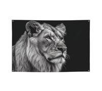 Bannière de bienvenue pour photographie - Bannière de fond - Lion gris - Accessoires photo pour clôture, anniversaire, jardin, fête, faveurs - Décoration murale - 180 x 119 cm