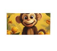 Bannière de bienvenue pour photographie - Bannière de fond mignonne et amusante - Singe banane - Accessoires photo pour clôture, anniversaire, jardin, fête, cadeaux - Décoration murale - 119 x 61 cm