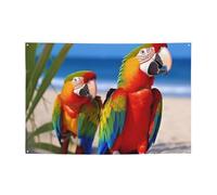 Bannière de bienvenue pour photographie - Bannière de fond - Perroquets de plage - Accessoires photo pour clôture, anniversaire, jardin, fête, faveurs, décoration murale, drapeau 180 x 119 cm