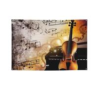 Bannière de bienvenue pour photographie - Bannière de fond pour piano violon notes de musique - Bannière pour clôture, anniversaire, jardin, fête, faveurs - Décoration murale - 180 x 119 cm