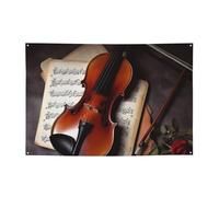 Bannière de bienvenue pour photographie - Bannière de fond pour violon - Accessoires photo - Bannière pour clôture, anniversaire, jardin, fête, faveurs, décoration murale, drapeau 180 x 119 cm