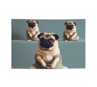 Bannière de bienvenue pour photographie - Bannière de fond pour yoga, carlin - Accessoires photo pour clôture, anniversaire, jardin, fête - Décoration murale - 180 x 120 cm