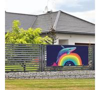 Bannière de bienvenue pour photographie de fête, arrière-plan photo, baleine colorée sur un panneau de porte arc-en-ciel, bannière à suspendre, décoration murale, panneau de bienvenue, décoration de