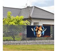 Bannière de bienvenue pour photographie de fête, arrière-plan photo, girafe portant des écouteurs, panneau de porte, bannière à suspendre, décoration murale, panneau de bienvenue, décoration de fête