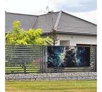 Bannière de bienvenue pour photographie de fête, arrière-plan photo, panneau de porte « A cat in a nebula », bannière à suspendre, décoration murale, panneau de bienvenue, décoration de fête