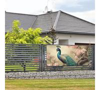 Bannière de bienvenue pour photographie de fête, arrière-plan photo, paon oriental sur arbre de fleur, panneau de porte, bannière à suspendre, décoration murale, panneau de bienvenue, décoration de