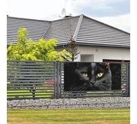 Bannière de bienvenue pour photographie de fête, arrière-plan photo, un chat noir sur un fond noir, panneau de porte, bannière à suspendre, décoration murale, panneau de bienvenue, décoration de fête