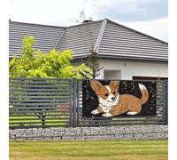 Bannière de bienvenue pour photographie de fête - Fond photo - Corgi qui aime la musique - Panneau de porte à suspendre - Décoration murale - Panneau de bienvenue - Fournitures de décoration de fête