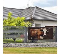 Bannière de bienvenue pour photographie de fête - Fond photo de vache en cuir marron - Bannière à suspendre - Décoration murale - Panneau de bienvenue - Décoration de fête - Petit format