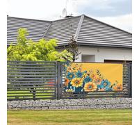 Bannière de bienvenue pour photographie de fête, fond photo, panneau de porte floral jaune et bleu, bannière à suspendre, bannière murale, décoration de porche de bienvenue, fournitures de décoration