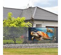 Bannière de bienvenue pour photographie de fête - Toile de fond pour photo - Tortue nageant dans la mer - Panneau de porte à suspendre - Décoration murale - Panneau de bienvenue - Fournitures de