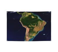 Bannière de bienvenue pour photographie - Drapeau de fête - Toile de fond - Amérique du Sud - Image satellite - Bannière pour clôture, anniversaire, jardin - Fournitures de fête - Décoration murale