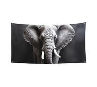 Bannière de bienvenue pour photographie - Drapeau d'éléphant gris - Accessoires photo pour clôture, anniversaire, jardin - Fournitures de fête - Décoration murale - 177,8 x 88,9 cm
