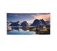 Bannière de bienvenue pour photographie - Drapeau des îles de Norvège - Accessoires photo - Bannière pour clôture, anniversaire, jardin, fête - Décoration murale - 180 x 89 cm