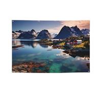 Bannière de bienvenue pour photographie - Drapeau des îles de Norvège - Accessoires photo pour clôture, anniversaire, jardin, fête - Décoration murale - 180 x 120 cm