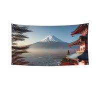 Bannière de bienvenue pour photographie - Drapeau du Japon - Mont Fuji - Accessoires photo - Bannière pour clôture, anniversaire, jardin, fête, faveurs, décoration murale, drapeau 177,8 x 88,9 cm
