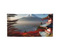 Bannière de bienvenue pour photographie - Drapeau du Japon - Paysage du Mont Fuji - Bannière pour clôture, anniversaire, jardin, fête, cadeaux - Décoration murale - 119,4 x 61 cm