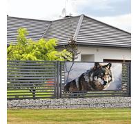 Bannière de bienvenue pour photographie - Fond photo - Un loup debout dans une neige - Bannière à suspendre - Décoration murale - Panneau de bienvenue - Décoration de fête - Petit format