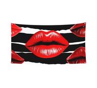 Bannière de bienvenue pour photographie - Lèvres rouges - Accessoires photo - Bannière pour clôture, anniversaire, jardin, fête - Décoration murale - 177,8 x 88,9 cm