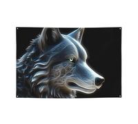 Bannière de bienvenue pour photographie - Toile de fond 3D - Motif loup - Accessoires photo - Bannière pour clôture, anniversaire, jardin - Fournitures de fête - Décoration murale - 180 x 119 cm