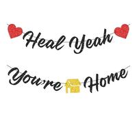 Bannière de bienvenue pré-enfilée - Heal Yeah You're Home Bannière Décorations de fête pour la récupération d'hôpital, les retrouvailles et les réunions - Prêt à accrocher