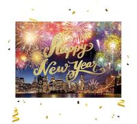 Bannière de bonne année - Panneau de la veille des vacances de 82 x 59 pouces, décoration de fête en polyester, de bonnes fêtes du Nouvel An, décoration festive intérieure et extérieure