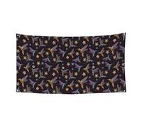 Bannière de cadeaux de vacances avec broderie colibris et fleurs, décoration à suspendre pour fête de Noël, Halloween, panneau de cour