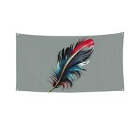 Bannière de cadeaux de vacances imprimée plumes dansantes, décoration à suspendre pour fête de Noël, Halloween, panneau de cour