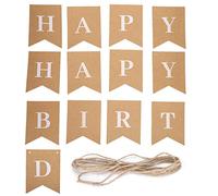 Bannière de cartes en papier kraft faite à la main, lettres décoratives personnalisables pour décorations d'anniversaire, papier kraft 13 x 17 cm, 13 cartes, corde de 304 cm