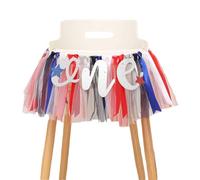 Bannière de chaise haute 1 pièce Nœuds de chaise à pompons Bannière de chaise Ruban tulle Housse de chaise Guirlande de chaise haute Ruban Bannière Arc Décoration de fête pour 1er anniversaire