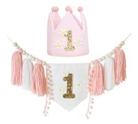 Bannière de chaise haute 1er anniversaire fille, thème Daisy, ensemble 3 pièces, bannière de anniversaire