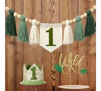 Bannière de chaise haute décorative pour le 1er anniversaire, guirlande, gland, couronne de fleurs bohème en vert avocat, décoration de Noël 24*18*4cmPlantesAcrylique