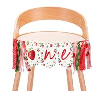 Bannière de Chaise Haute pour 1er Anniversaire, Bannière de Chaise Haute aux Fraises Toile de Fond pour Photo d'Anniversaire pour Enfants Décorations de Fête d'Anniversaire aux Fraises
