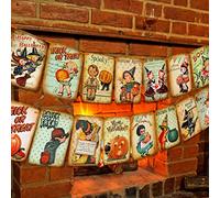 Bannière de citrouille de style vintage Trick or Treat - Guirlande d'Halloween à suspendre pour la maison et la fête