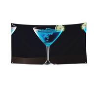 Bannière de cocktail bleue - Décoration de fête d'anniversaire - Photographie - Bannières et panneaux - Décoration murale - Fournitures de fête - 177,8 x 88,9 cm