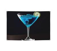 Bannière de cocktail bleue pour décoration de fête, drapeau pour fête d'anniversaire, photographie, arrière-plan, bannières et panneaux de décoration murale, drapeaux de fête, 180 x 119 cm
