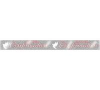 Bannière de confirmation pour fille Rose holographique brillant brillant Décoration de fête géante extra large recyclable écologique 2,6 m x 7 cm