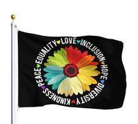 Bannière De Cour Bienveillance Paix Égalité Amour Inclusion Espoir Drapeaux Décoratifs D'Extérieur Robustes Drapeau De Jardin 100% Polyester Bannière Décorative Pour Patio Club Bar 90X150Cm