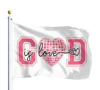 Bannière De Cour Dieu Est Amour Drapeau De Jardin Léger Bannière Décorative Robustes Drapeaux Décoratifs D'Extérieur Pour Patio Procession Bar 90X150Cm