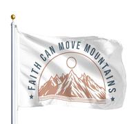 Bannière De Cour La Foi Peut Déplacer Des Montagnes Bannière Décorative Couleurs Éclatantes Drapeau De Jardin Avec Œillets En Laiton Drapeaux Décoratifs D'Extérieur Pour Bar Patio Procession