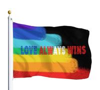 Bannière De Cour L'Amour Triomphe Toujours. Drapeau De Jardin Couleurs Éclatantes Bannière Décorative Avec Œillets En Laiton Drapeaux Décoratifs D'Extérieur Pour Patio Faire La Fête Bar 90X150Cm