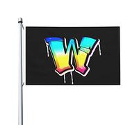 Bannière De Cour Lettre W De Couleur Drapeaux Décoratifs D'Extérieur Couleurs Éclatantes Bannière Décorative 100% Polyester Drapeau De Jardin Pour Patio Club Faire La Fête 90X150Cm