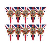 Bannière de couronnement Charlie III | Drapeau Union Jack du roi Charles | Drapeau britannique de 2,5 m | Drapeaux de couronnement King Charles | Drapeau de la Grande-Bretagne pour décoration à